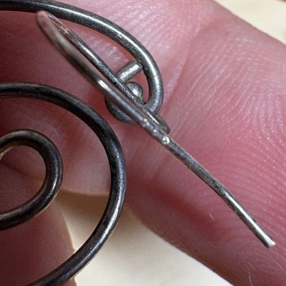 Artisan 925 Sterling Silver Triangle Red Jasper Earrings Spiral Dangle Boho - Picture 6 of 8